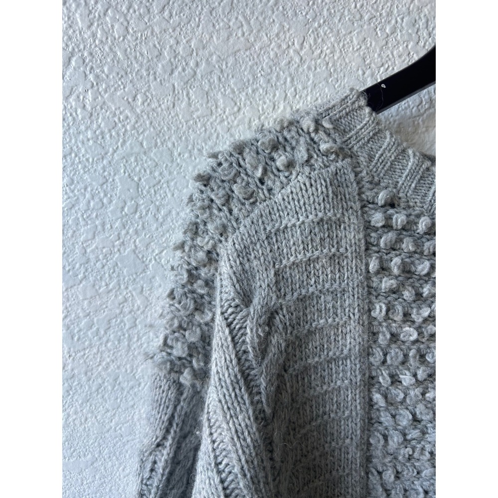 Banana Republic Cable Knit Sweater L Gray Italian‎ Yarn Crew Neck Old Money - Picture 5 of 11